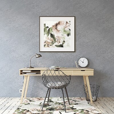 Alfombra silla ordenador Peonies con flores