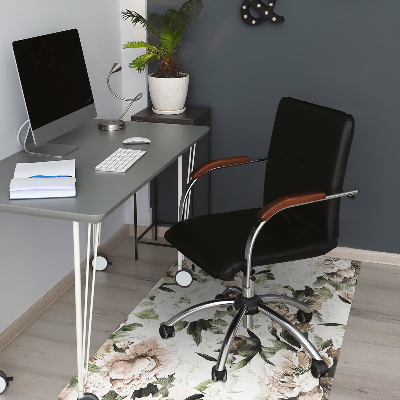 Alfombra silla ordenador Peonies con flores