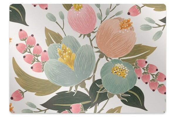 Alfombra para silla de escritorio Flores pintadas