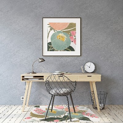 Alfombra para silla de escritorio Flores pintadas