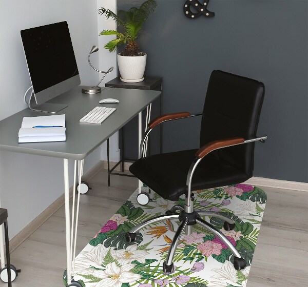 Alfombra para silla de escritorio Flores exóticas