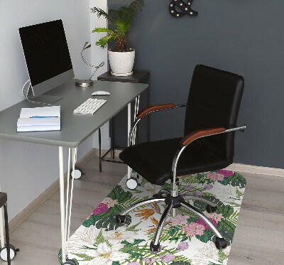Alfombra para silla de escritorio Flores exóticas