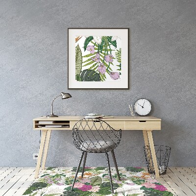 Alfombra para silla de escritorio Flores exóticas