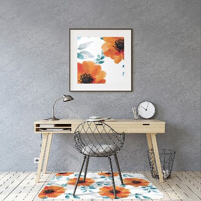 Alfombrilla para silla de escritorio Flor naranja