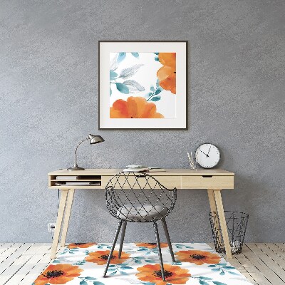 Alfombrilla para silla de escritorio Flor naranja