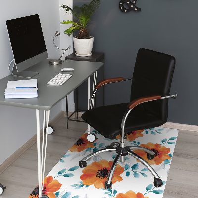 Alfombrilla para silla de escritorio Flor naranja
