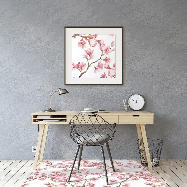 Alfombrilla para silla de escritorio Flores rosadas