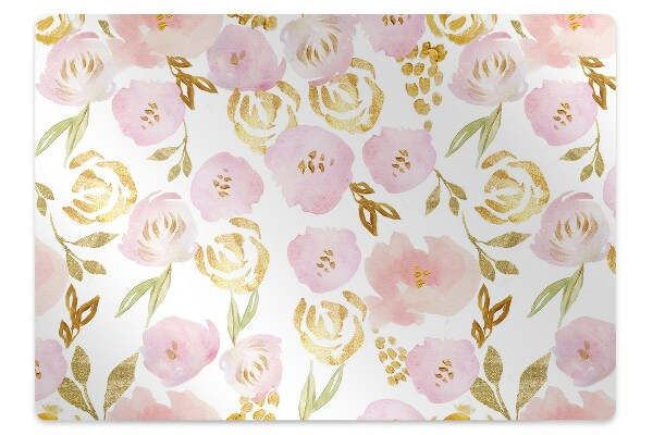 Alfombra silla ordenador Flores rosadas