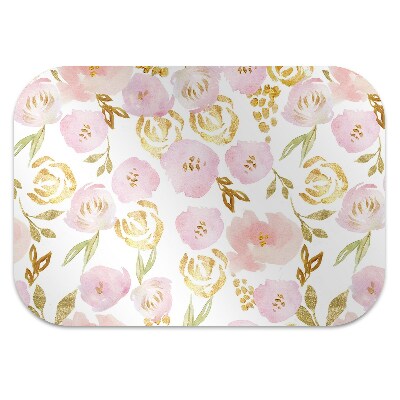 Alfombra silla ordenador Flores rosadas