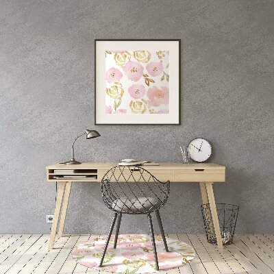 Alfombra silla ordenador Flores rosadas