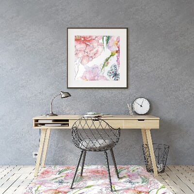 Alfombra silla ordenador Peonies flores