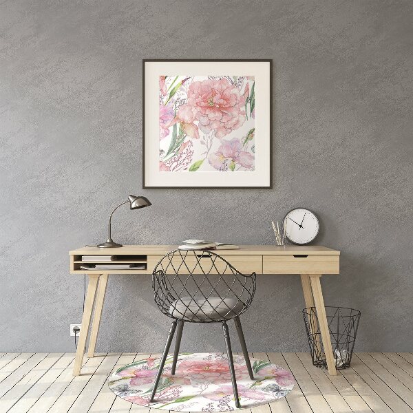 Alfombra silla ordenador Peonies flores