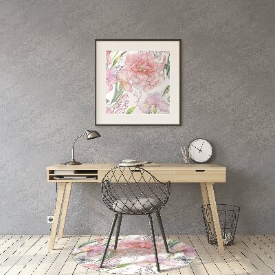 Alfombra silla ordenador Peonies flores