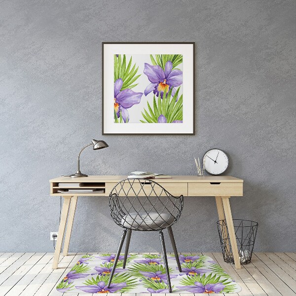 Alfombra silla ordenador Flores moradas