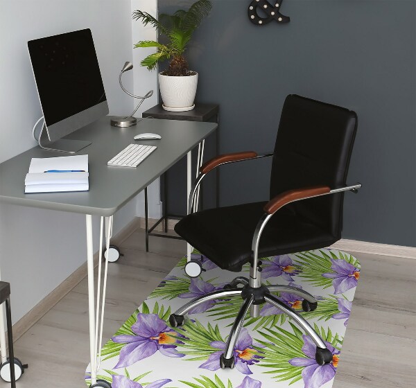 Alfombra silla ordenador Flores moradas