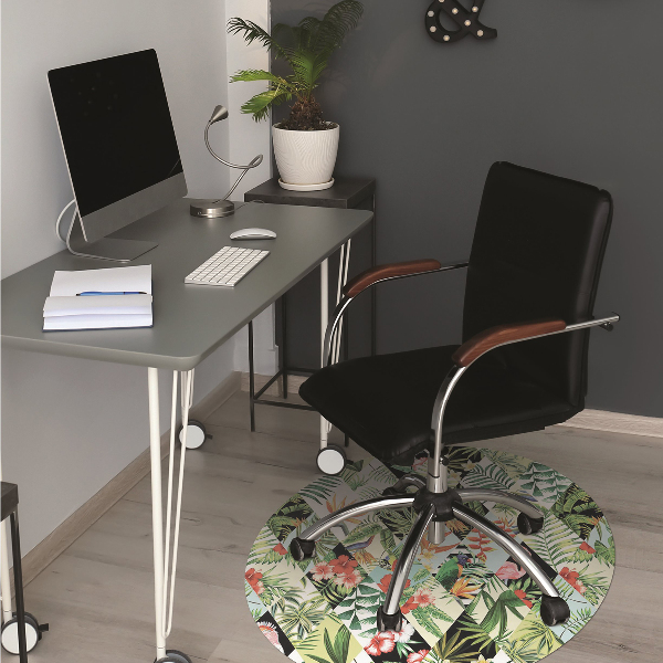 Alfombra para silla de escritorio Flores y pájaros