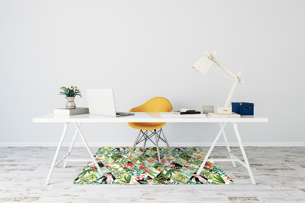 Alfombra para silla de escritorio Flores y pájaros