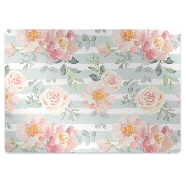 Alfombra silla ordenador Flores rosadas