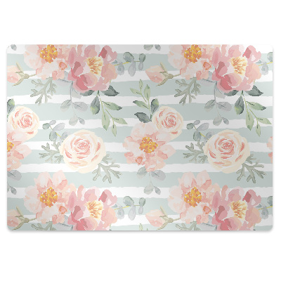 Alfombra silla ordenador Flores rosadas