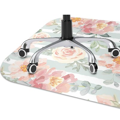 Alfombra silla ordenador Flores rosadas