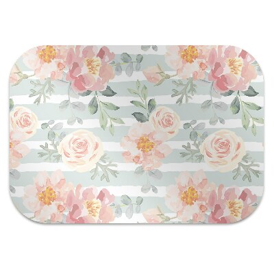 Alfombra silla ordenador Flores rosadas