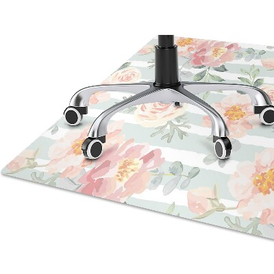 Alfombra silla ordenador Flores rosadas