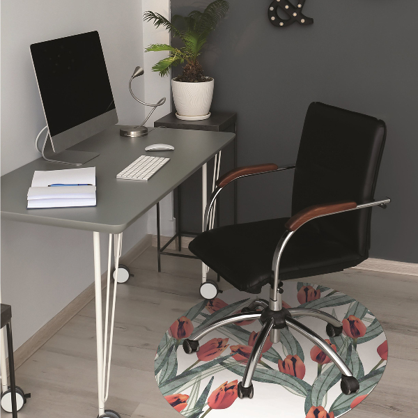 Alfombra para silla de escritorio Tulipanes