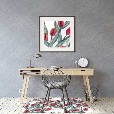 Alfombra para silla de escritorio Tulipanes