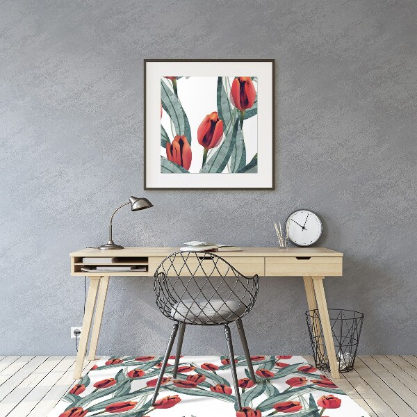 Alfombra para silla de escritorio Tulipanes