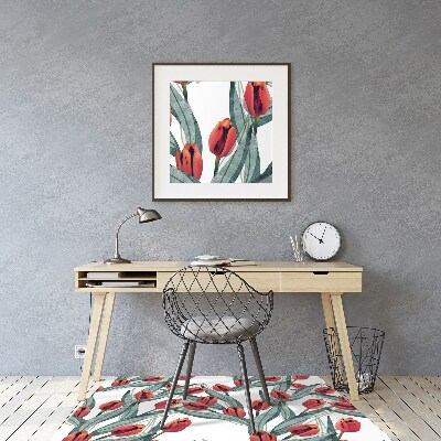 Alfombra para silla de escritorio Tulipanes