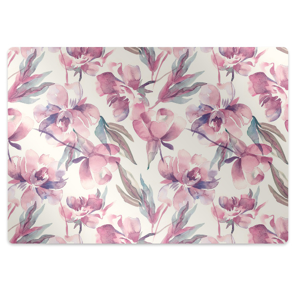 Alfombra para silla de escritorio Flores rosadas