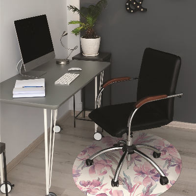 Alfombra para silla de escritorio Flores rosadas