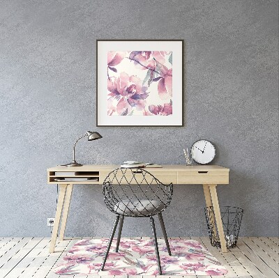 Alfombra para silla de escritorio Flores rosadas