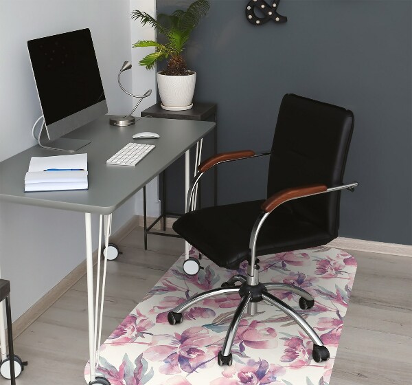 Alfombra para silla de escritorio Flores rosadas