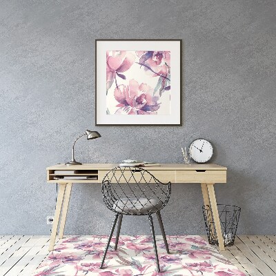 Alfombra para silla de escritorio Flores rosadas