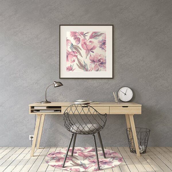 Alfombra para silla de escritorio Flores rosadas