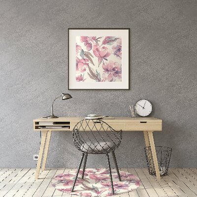 Alfombra para silla de escritorio Flores rosadas