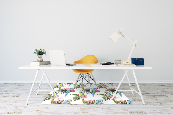 Alfombra para silla de escritorio Loros y flores