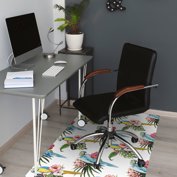 Alfombra para silla de escritorio Loros y flores
