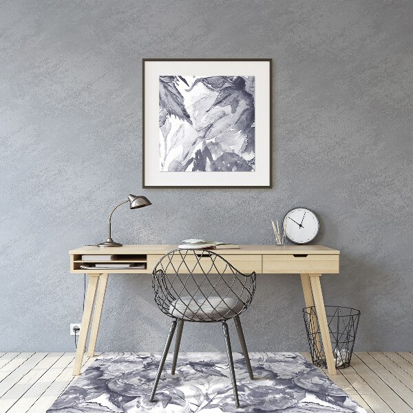 Alfombrilla para silla de escritorio Flores grises
