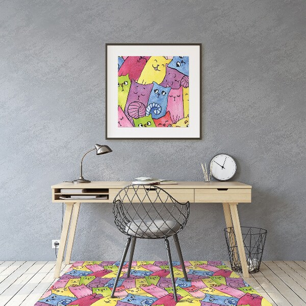 Alfombrilla para silla de escritorio Gatos felices