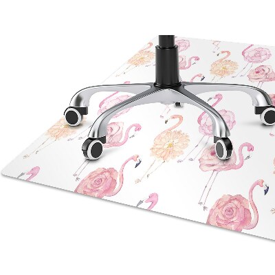 Alfombra para silla de escritorio Flamencos y flores