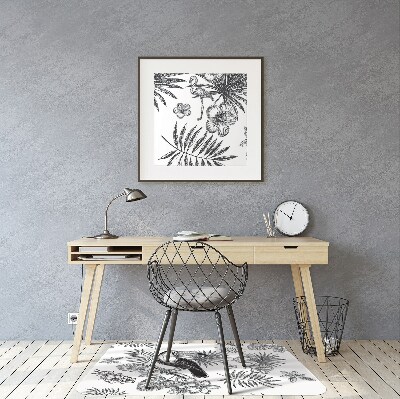 Alfombra silla ordenador Tropics en blanco y negro