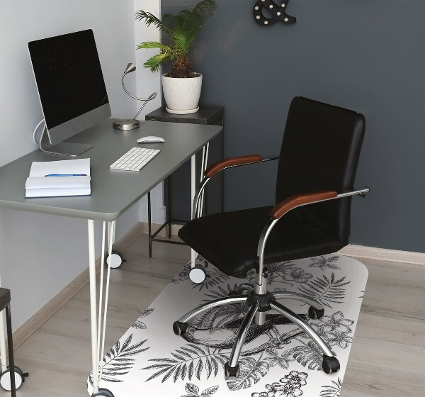 Alfombra silla ordenador Tropics en blanco y negro