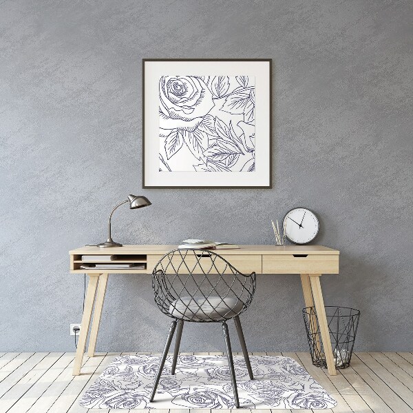 Alfombrilla para silla de escritorio Rosas azules