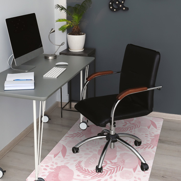 Alfombra protectora suelo para silla Amapolas rosadas