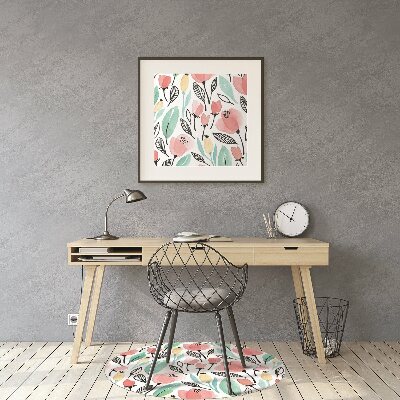 Alfombra silla ordenador Flores rojas