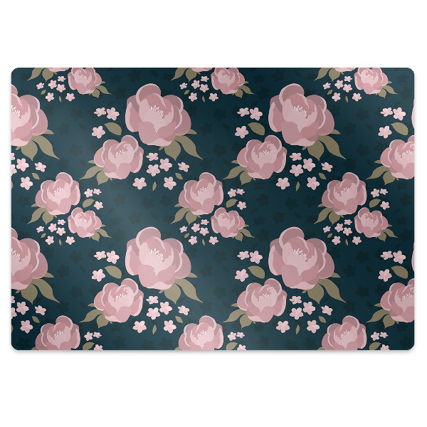 Alfombra para silla de escritorio Flores rosadas