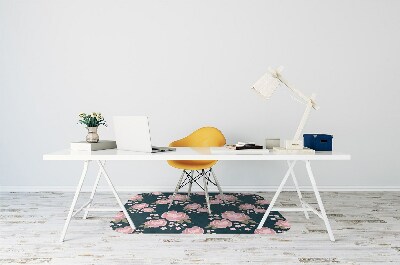 Alfombra para silla de escritorio Flores rosadas