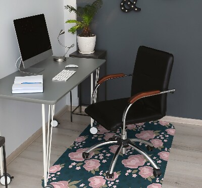 Alfombra para silla de escritorio Flores rosadas